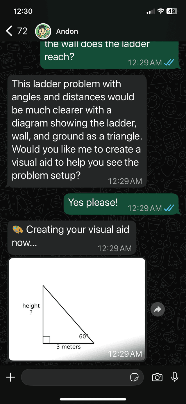 Andon WhatsApp Interface solving a problem.